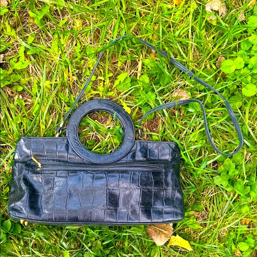 Valerie Jean vintage leather Elegant Black Croc-Embossed Women's Bag